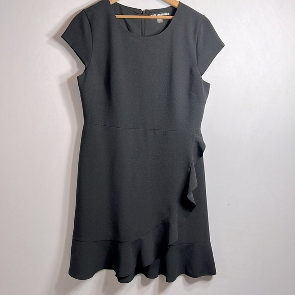 Karl Lagerfeld Dresses & Skirts - Karl Lagerfeld Cap Sleeve Black Cocktail Dress size 12